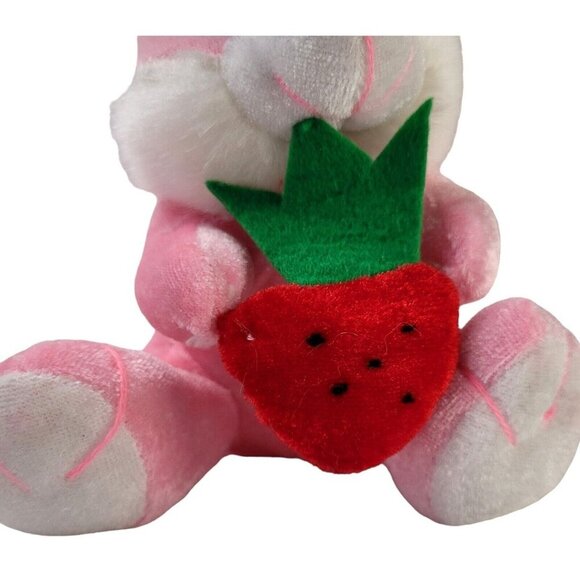 CE Bunny Rabbit w/ Strawberry 9" Seated Stuffed Plush Pink White Easter Spring - Picture 2 of 8